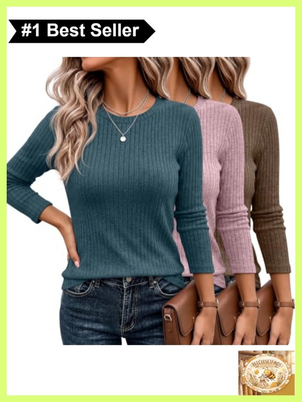 3 Pack Women's Long Sleeve Crewneck Tunic Sweaters Lightweight Pullover